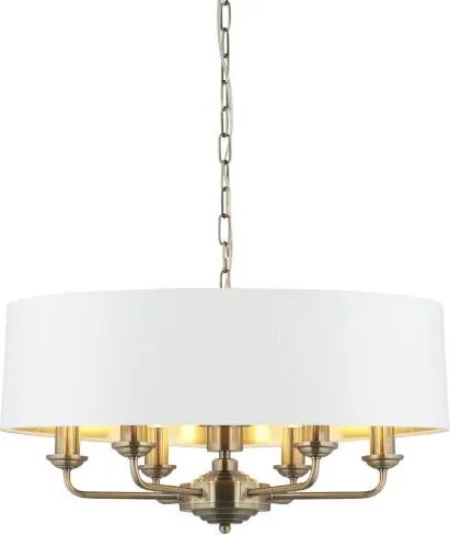 ENDON 98933 HIGHCLERE Ernyős Függesztett Lámpa Antik Sárgaréz, Fehér E14 IP20