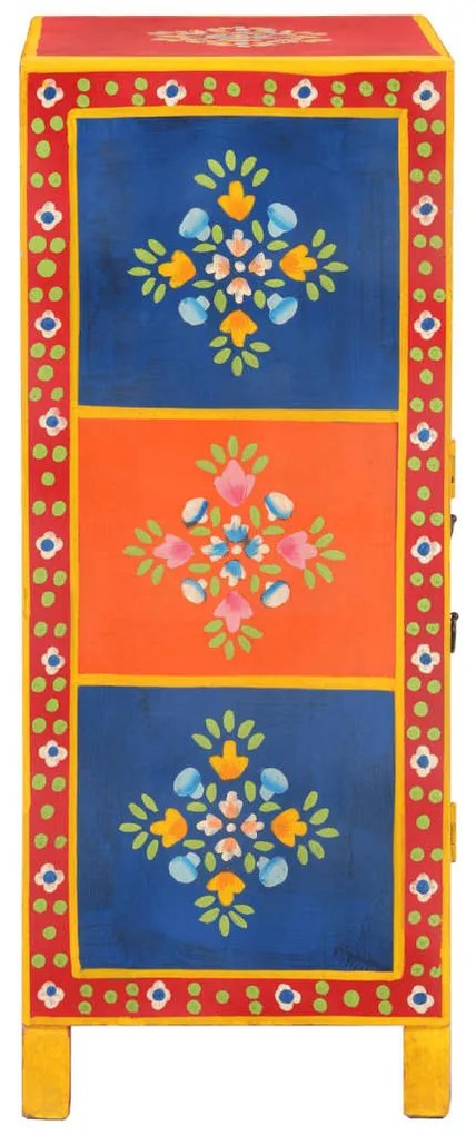 kézzel festett tömör mangófa kisszekrény ajtókkal 53x30x74 cm