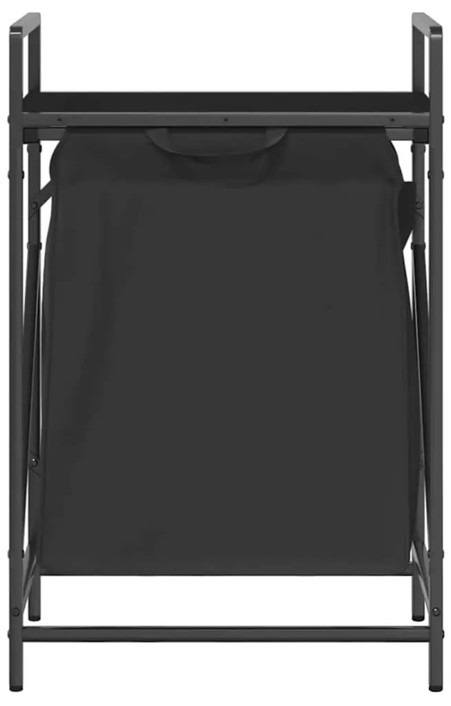 fekete tölgyfa mosodai kosár 1 rekeszes polccal