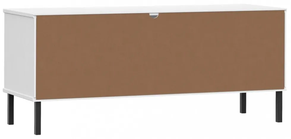 OSLO fehér tömör fa cipőszekrény fém lábakkal 106 x 35 x 45 cm