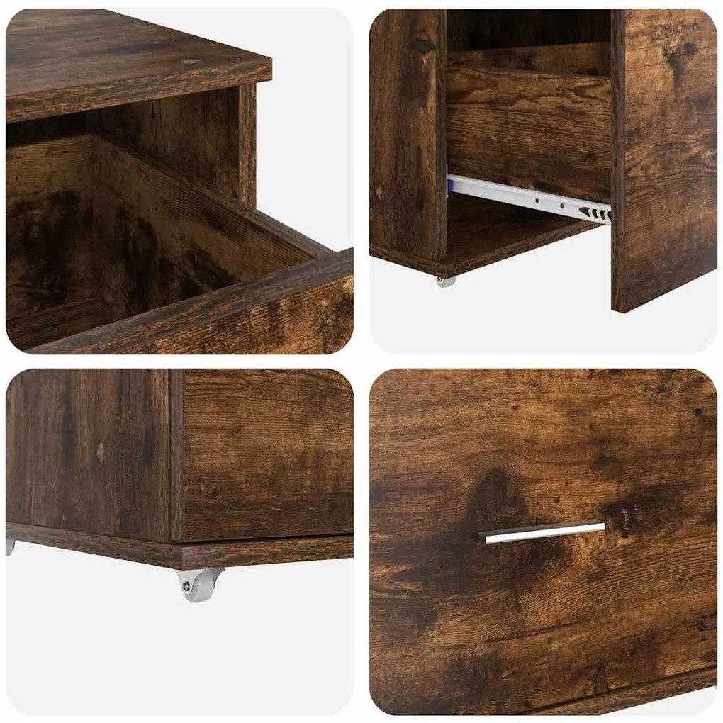 Asztal fiókkal Füstölt tölgy 131.5 x 50 x 106.5 cm Faanyag