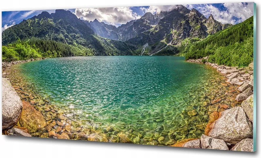 Fotó üvegkép Erdő a tóparton 100x70