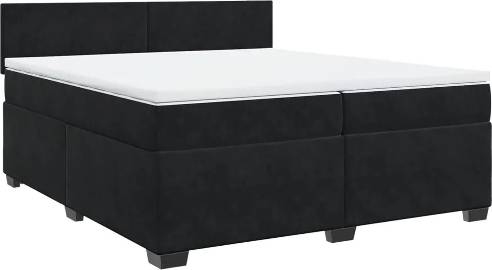 vidaXL fekete bársony rugós ágy matraccal 200x200 cm