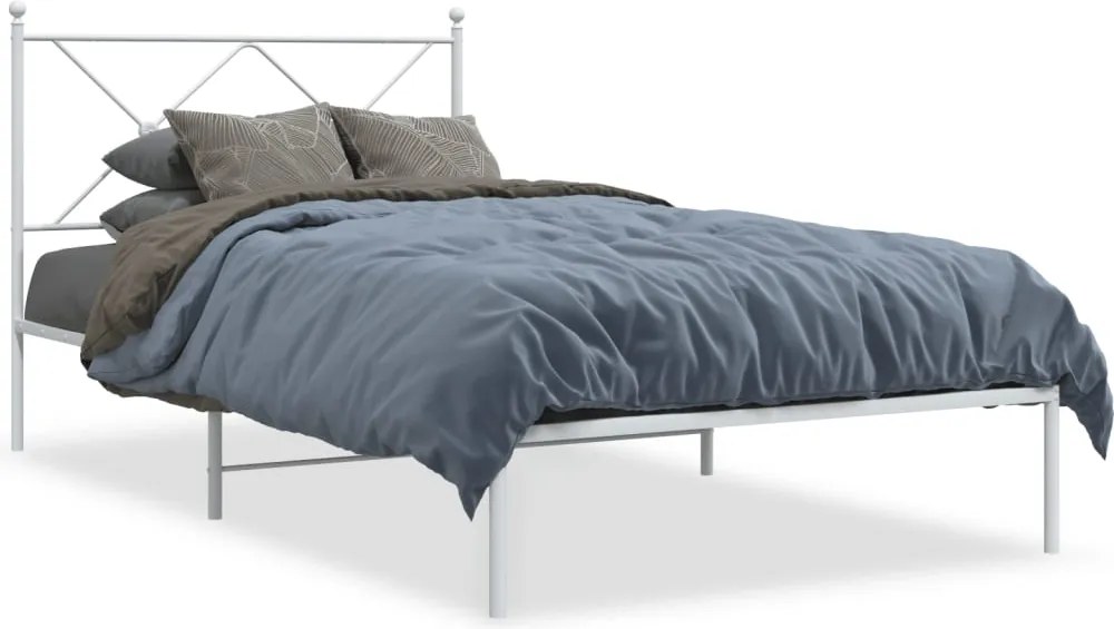 vidaXL fehér fém ágykeret fejtámlával 107x203 cm