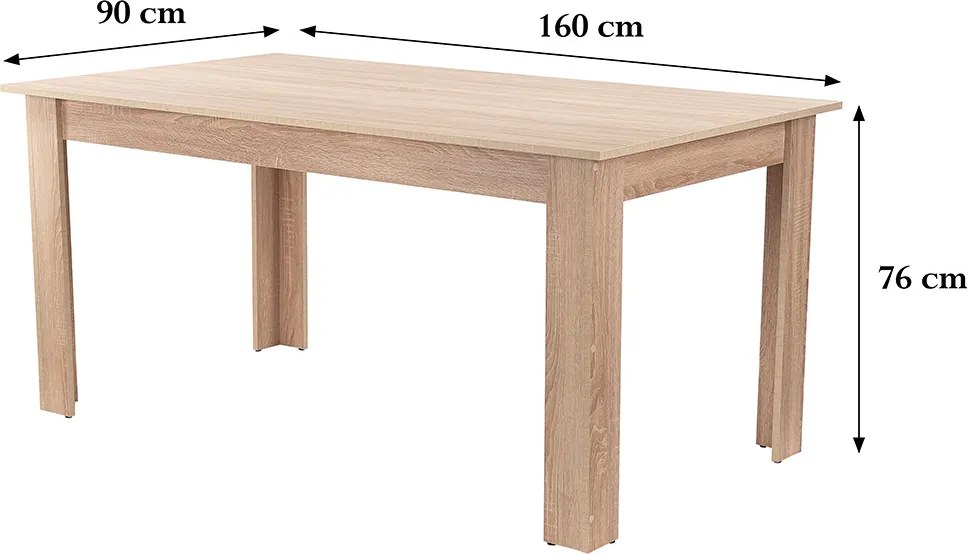 Yorki Standard étkezőasztal 160x90 cm sonoma tölgy