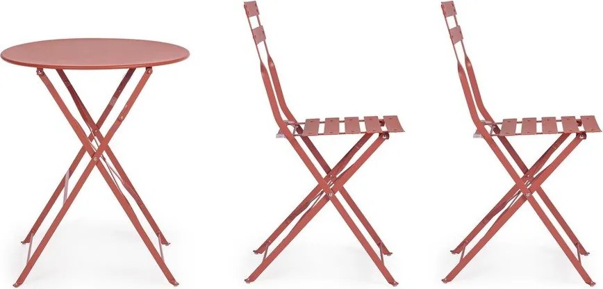 Terrakotta színű acél kétszemélyes kerti étkezőgarnitúra Austin – Bizzotto