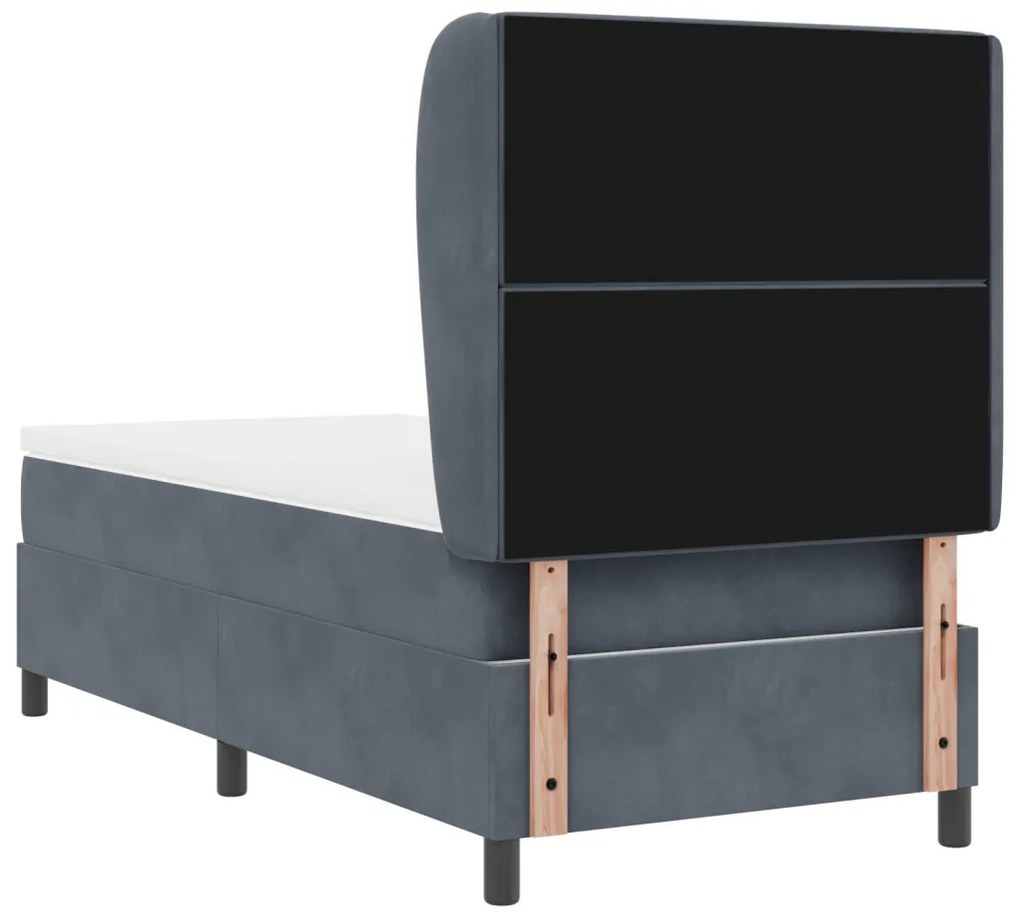 Boxspring Ágy Matrac Közép Szürke 90x190 cm Bársonyos