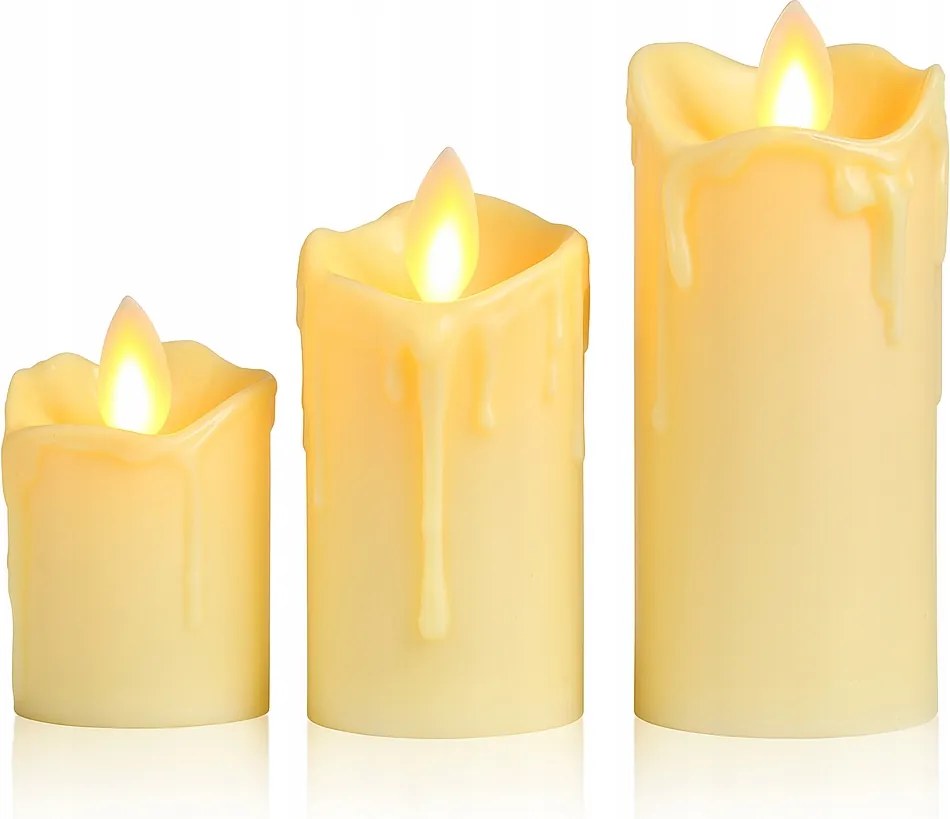 3x Gyertya Utántöltő Mécses Szett Láng Effekt Gyertya Viasz Temető