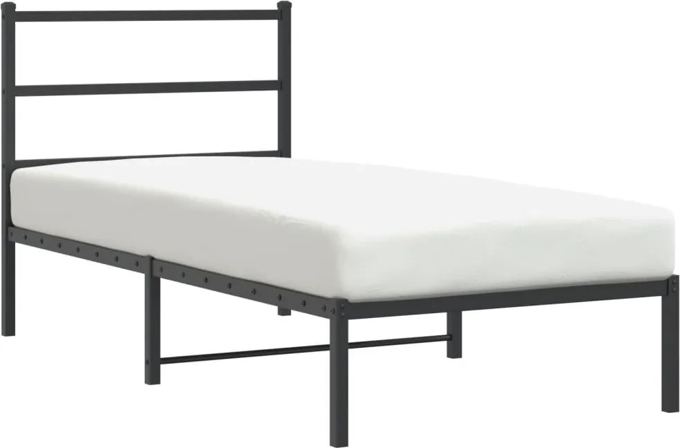 vidaXL fekete fém ágykeret fejtámlával 90 x 200 cm