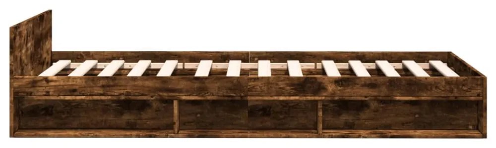 füstös tölgy színű szerelt fa ágykeret fiókkal 75x190 cm