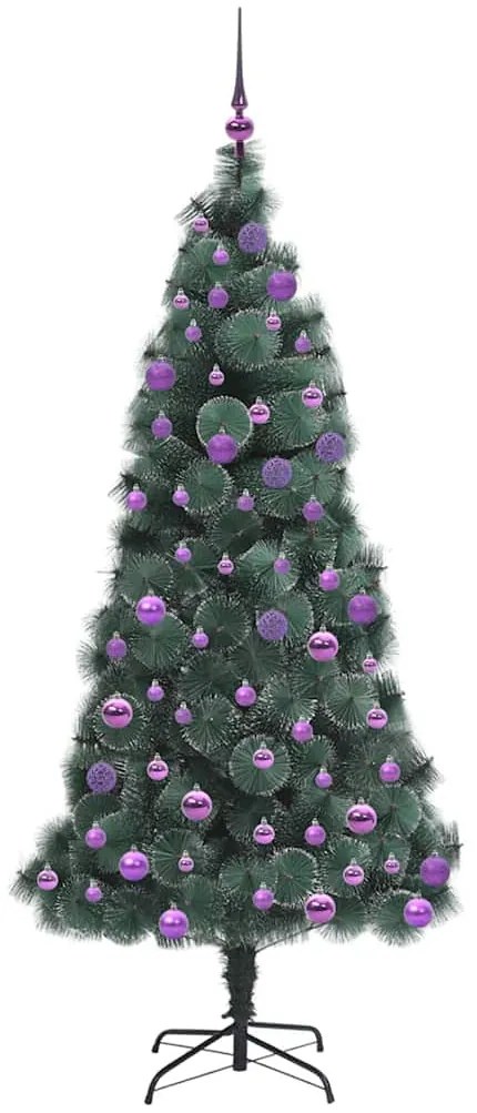 Műfenyő világítós karácsonyfa gömbszettel Zöld 180 cm PET