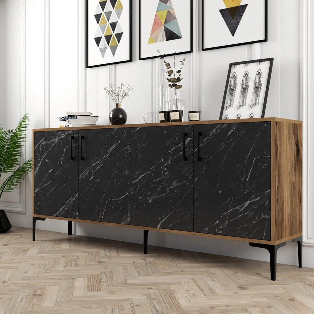 Kiev - Walnut, Black Marble