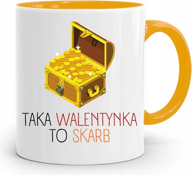 Sárga Bögre Valentin Napra Egy Ilyen Valentin Nap Egy Kincs, fényképes nyomtatással