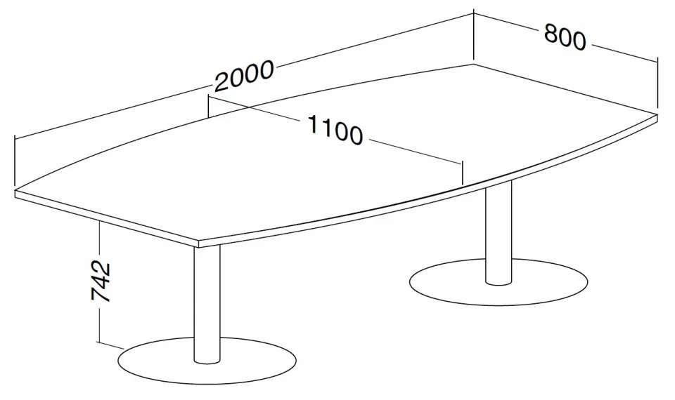 ProOffice tárgyalóasztal 200 x 110 cm, bükkfa