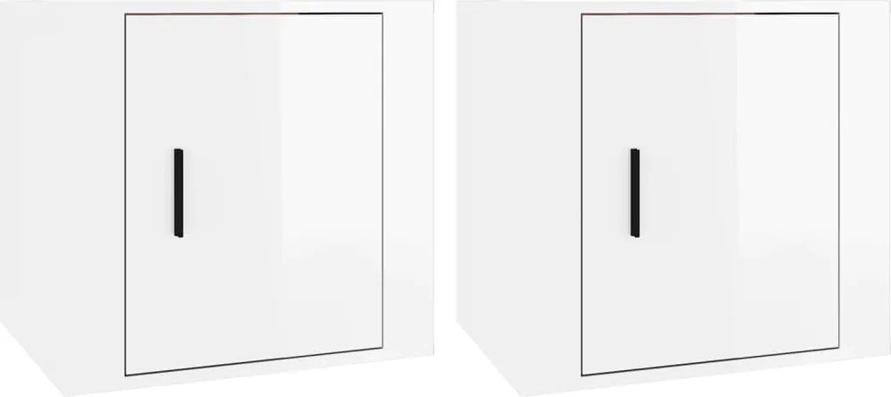 vidaXL 2 db magasfényű fehér éjjeliszekrény 50x39x47 cm
