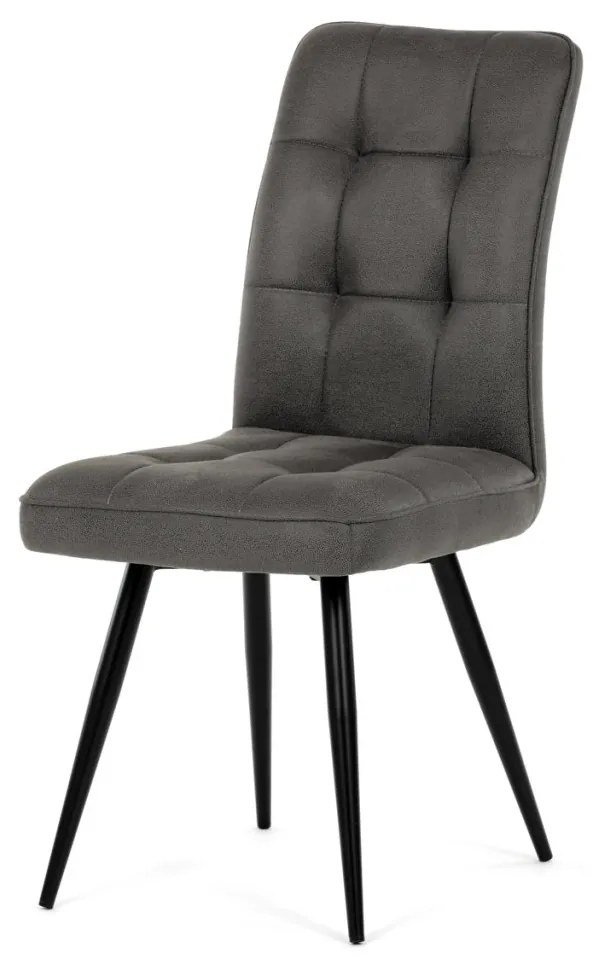 Scaun de dining cu tapițerie din material textil gri, cu aspect de piele periată