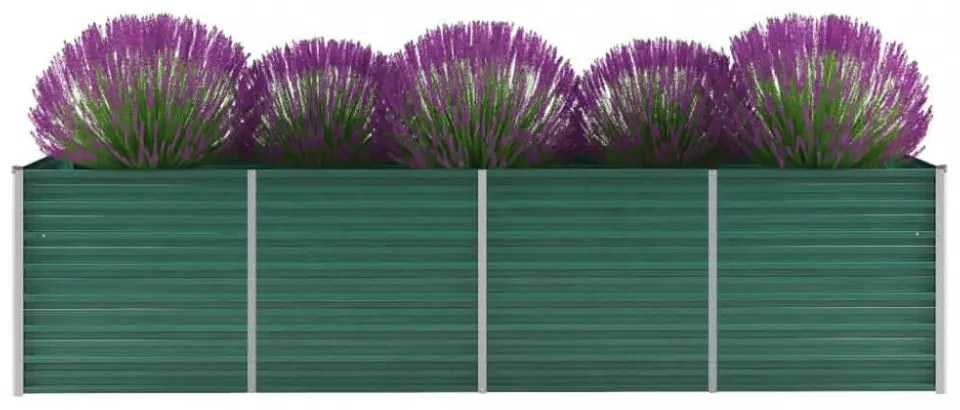 zöld horganyzott acél kerti magaságyás 320 x 80 x 77 cm