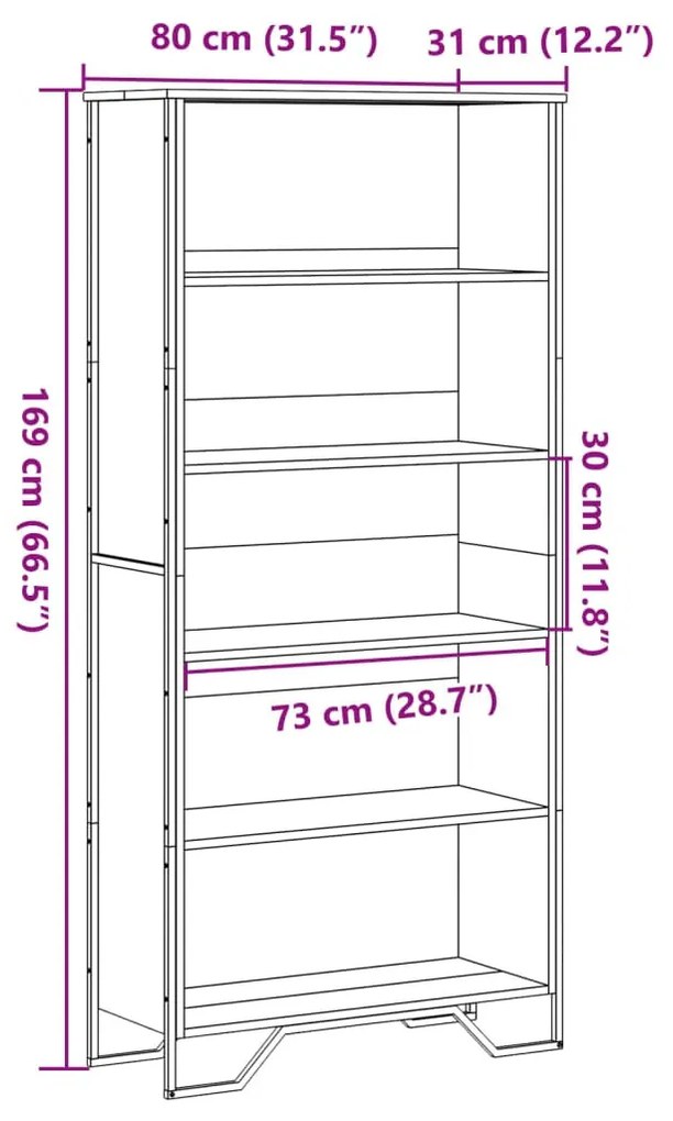 fekete szerelt fa könyvszekrény 80 x 31 x 169 cm