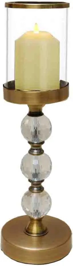 Gyertyatartó Fém, Üveg, Glamour, Dekoráció