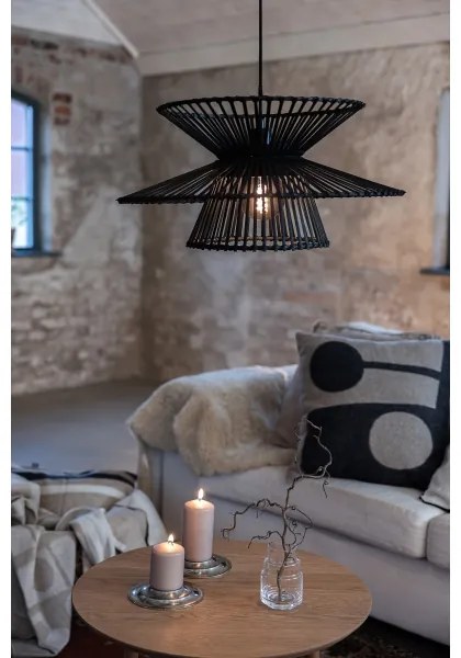 Markslöjd 108784 - Csillár zsinóron DUPLICI 1xE27/40W/230V fekete/bambusz