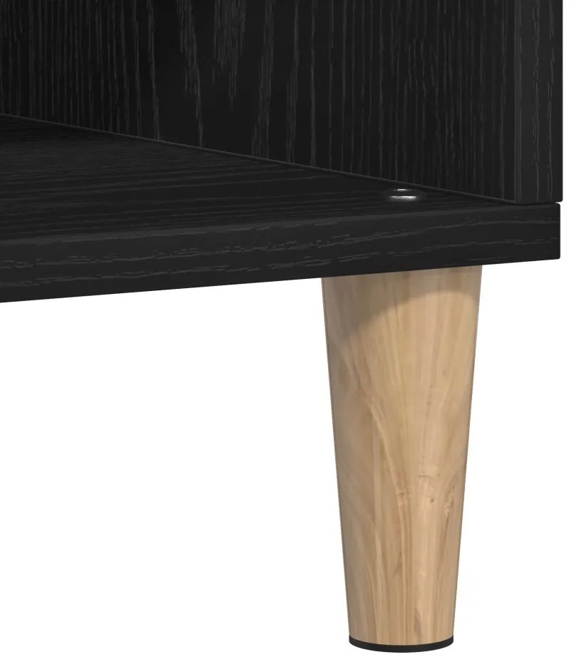 Fekete tölgyfa oldalszekrény 103,5x35x70 cm Műszaki fa
