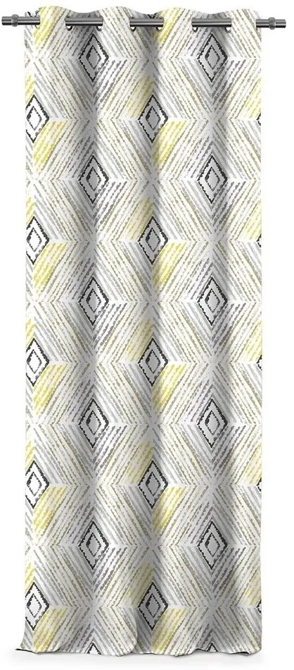 AmeliaHome Blackout Geometric függöny, szürke, 140 x 245 cm