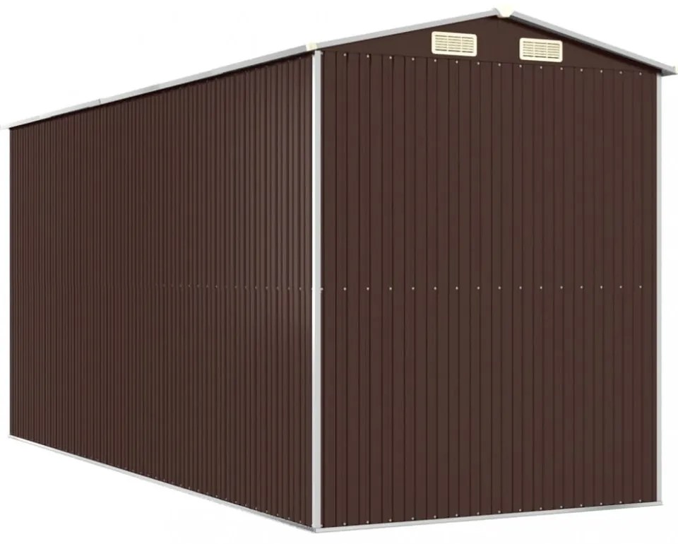 sötétbarna horganyzott acél kerti fészer 192 x 440 x 223 cm