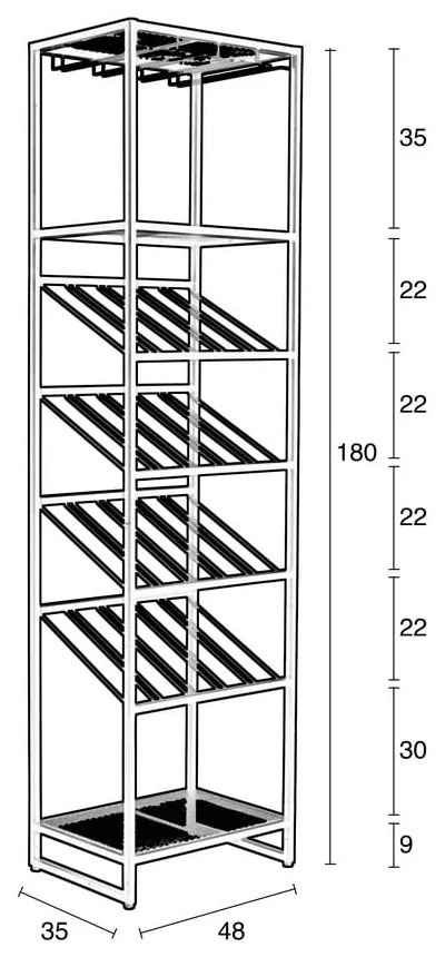 Fekete fém bortartó állvány 20 palackhoz, 48x180 cm Cantor - Zuiver