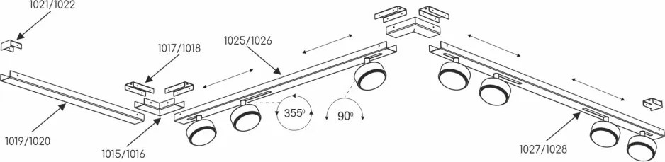 ANTIGO 1027 DROP LINE MOVE Modern Mennyezeti Lámpa Fekete GX53 IP20