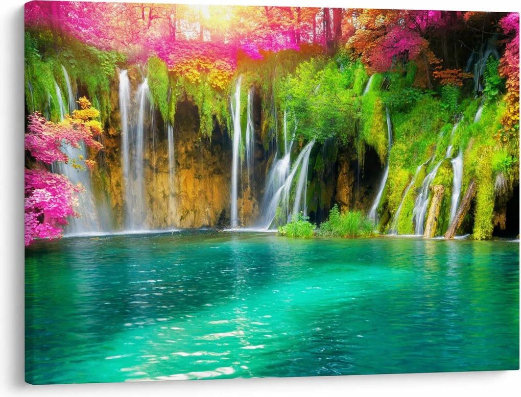 Kép - vízesés, Plitvicei-tavak, Horvátország (70x50 cm)