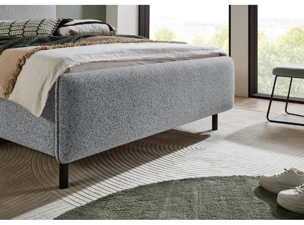 Világosszürke kárpitozott franciaágy ágyrács nélkül 160x200 cm Primo – Meise Möbel