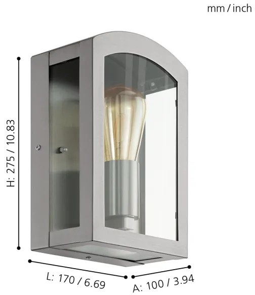 Eglo 97477 - kültéri fali lámpa PARETTA 1xE27/60W/230V matt króm