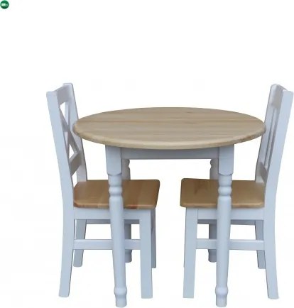 Étkezőasztal kerek faragott lábbal 70' két színnel