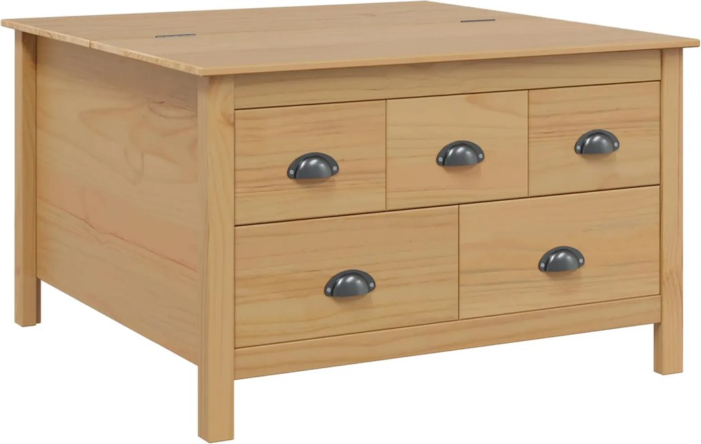 vidaXL Dohányzóasztal Méz barna 79.5 x 79.5 x 49 cm Tömör fenyőfa