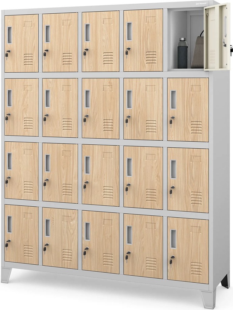 BHP szociális szekrény rekeszekkel, szürke / sonoma tölgy, 1360x1720x450 mm: ROBERT Eco Design