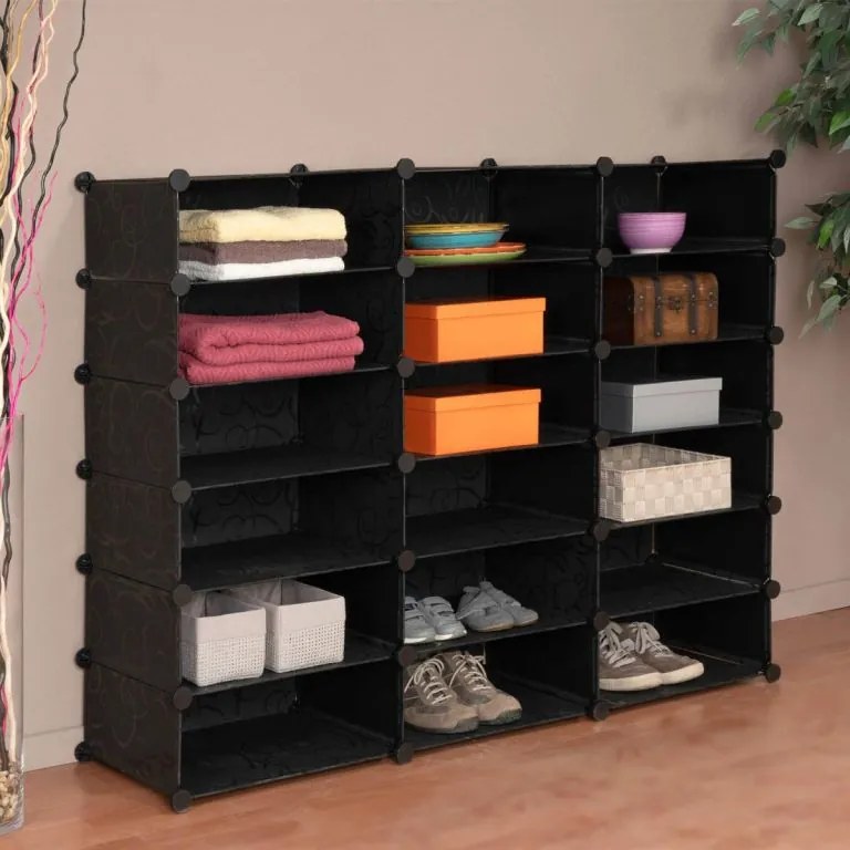 DIVERO Cipősszekrény 108 x 140 x 37 cm fekete