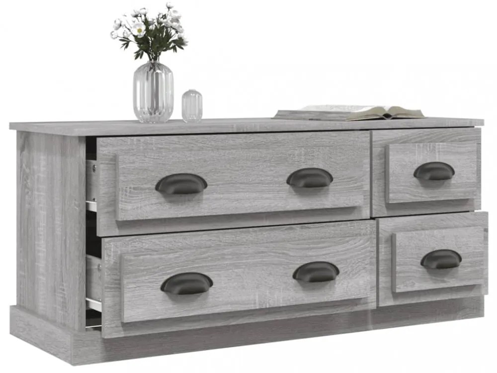 szürke sonoma színű szerelt fa TV-szekrény 100x35,5x45 cm