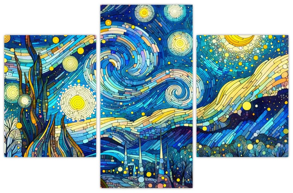 Kép – Csillagos éjszaka mozaikja (90x60 cm)