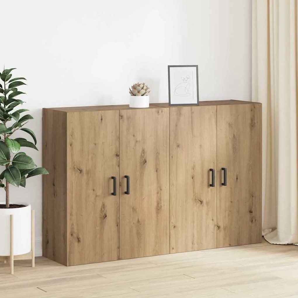 Fali Szekrények 2 pcs kézműves tölgy 69.5 x 34 x 90 cm Faanyag
