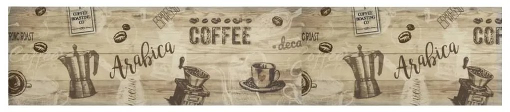 barna mosható coffee feliratos bársony konyhaszőnyeg 60x300 cm