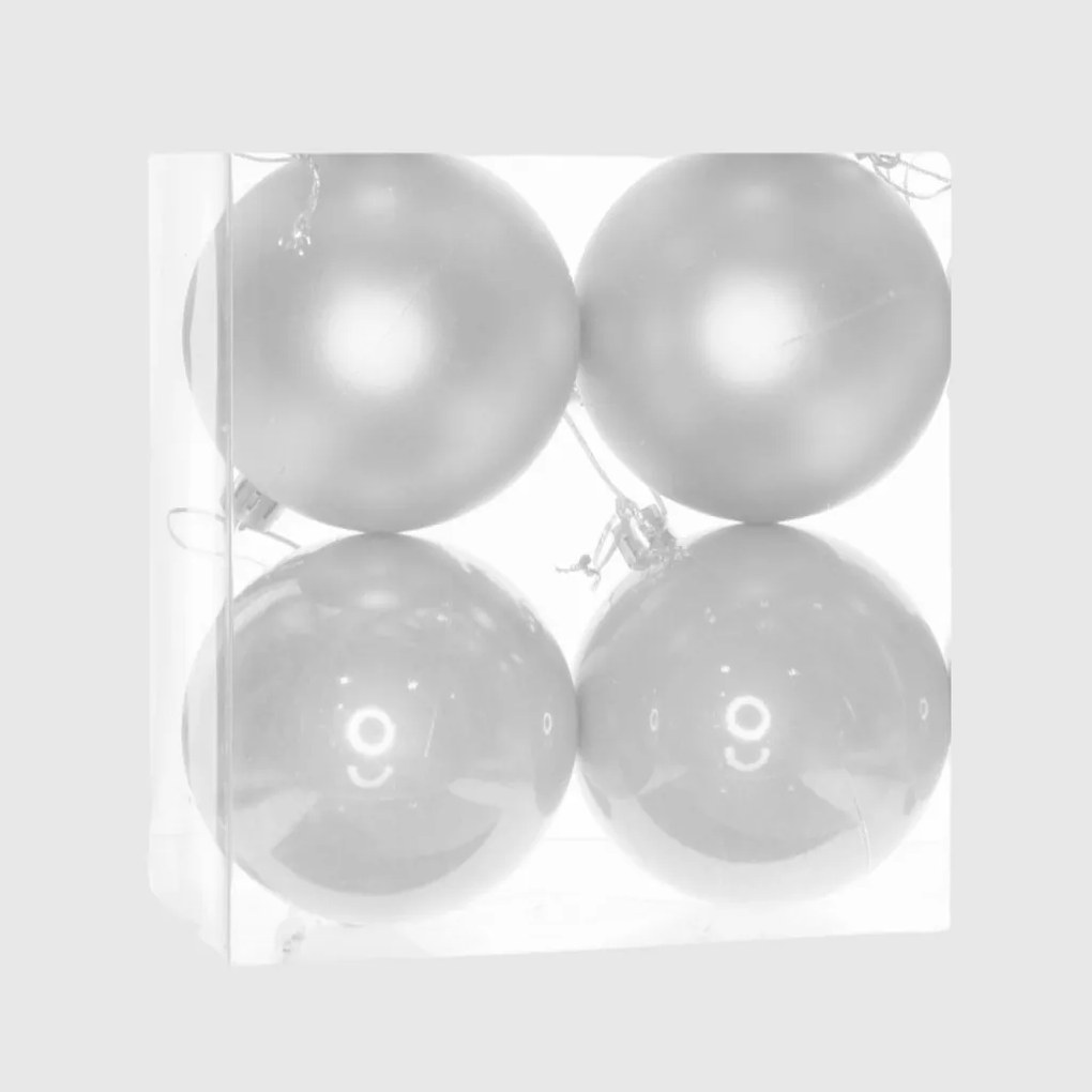 Fehér műanyag karácsonyi gömb szett 4x10cm