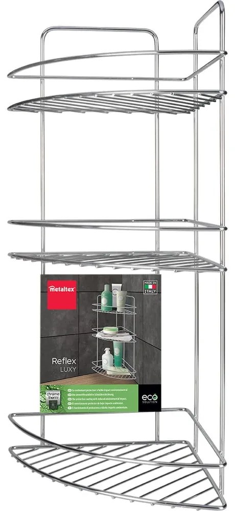 Fényes ezüstszínű acél fürdőszobai polc Luxy – Metaltex