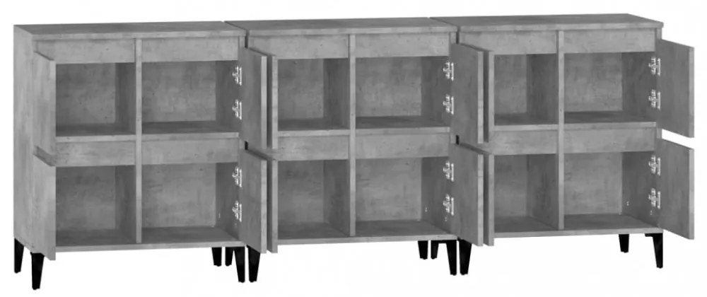3 db betonszürke szerelt fa tálalószekrény 60 x 35 x 70 cm