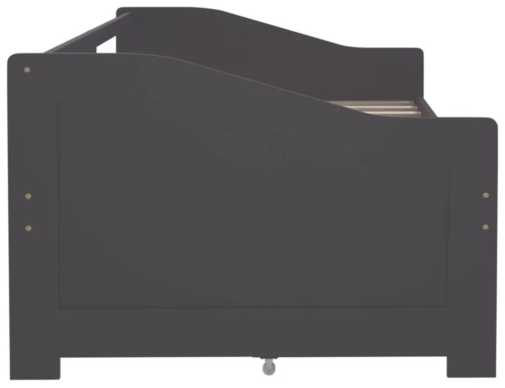 szürke 3 személyes tömör fenyőfa kanapéágy fiókokkal 90x200 cm