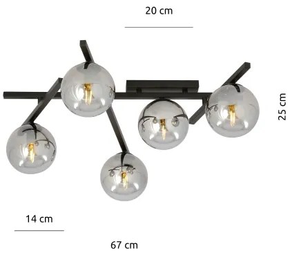 Mennyezeti lámpa SMART 5xE14/10W/230V fekete/szürke
