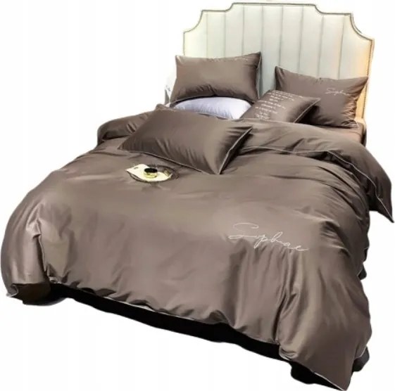 Ágyneműhuzat 200x220 Prémium Luxus Barna Szatén Hímzés