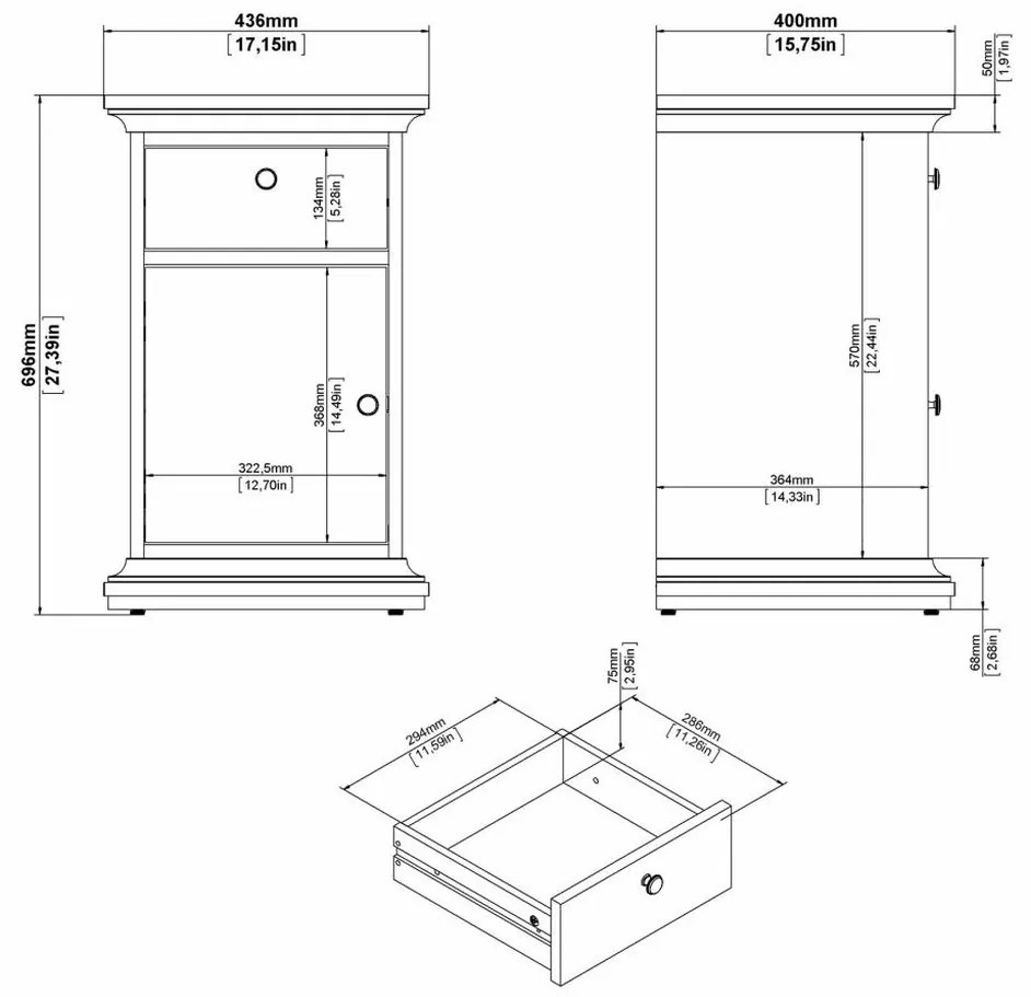 Provence II éjjeliszekrény, fehér