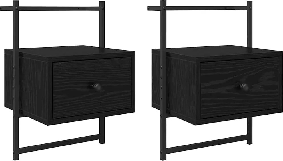 vidaXL Éjjeliszekrény 2 pcs Fekete tölgy 35 x 30 x 51 cm Faanyag