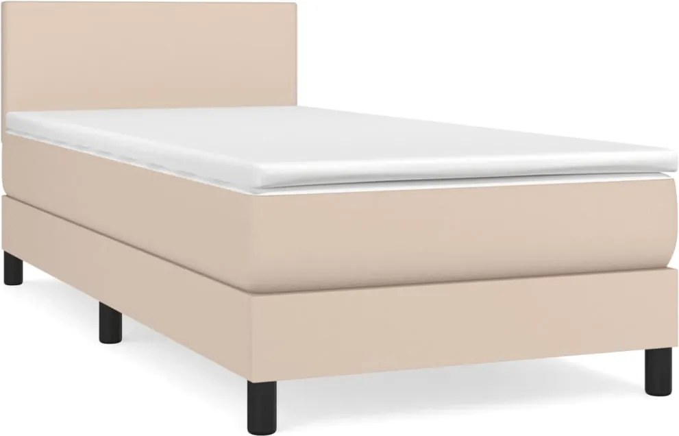 vidaXL cappuccino színű műbőr rugós ágy matraccal 90 x 190 cm