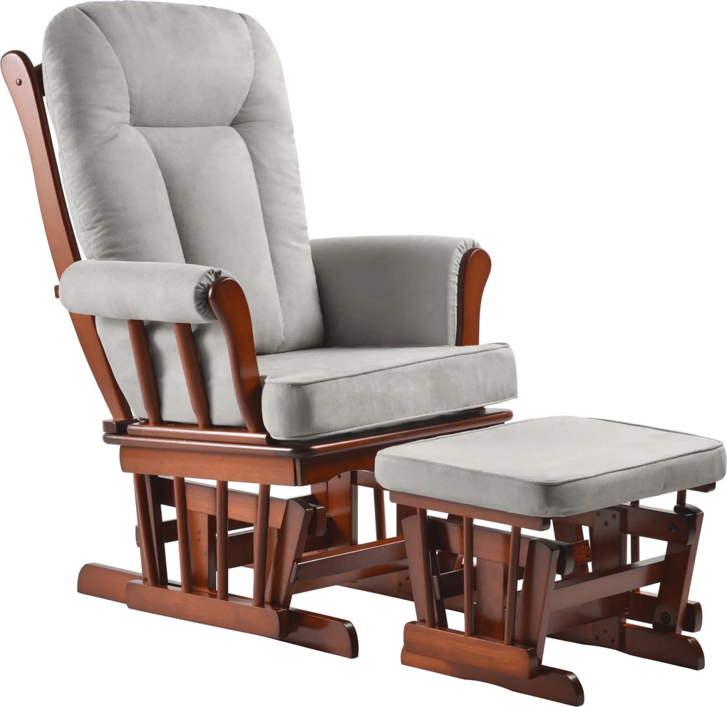 Hintaszék lábtartóval, dió/szürke, SAFORD